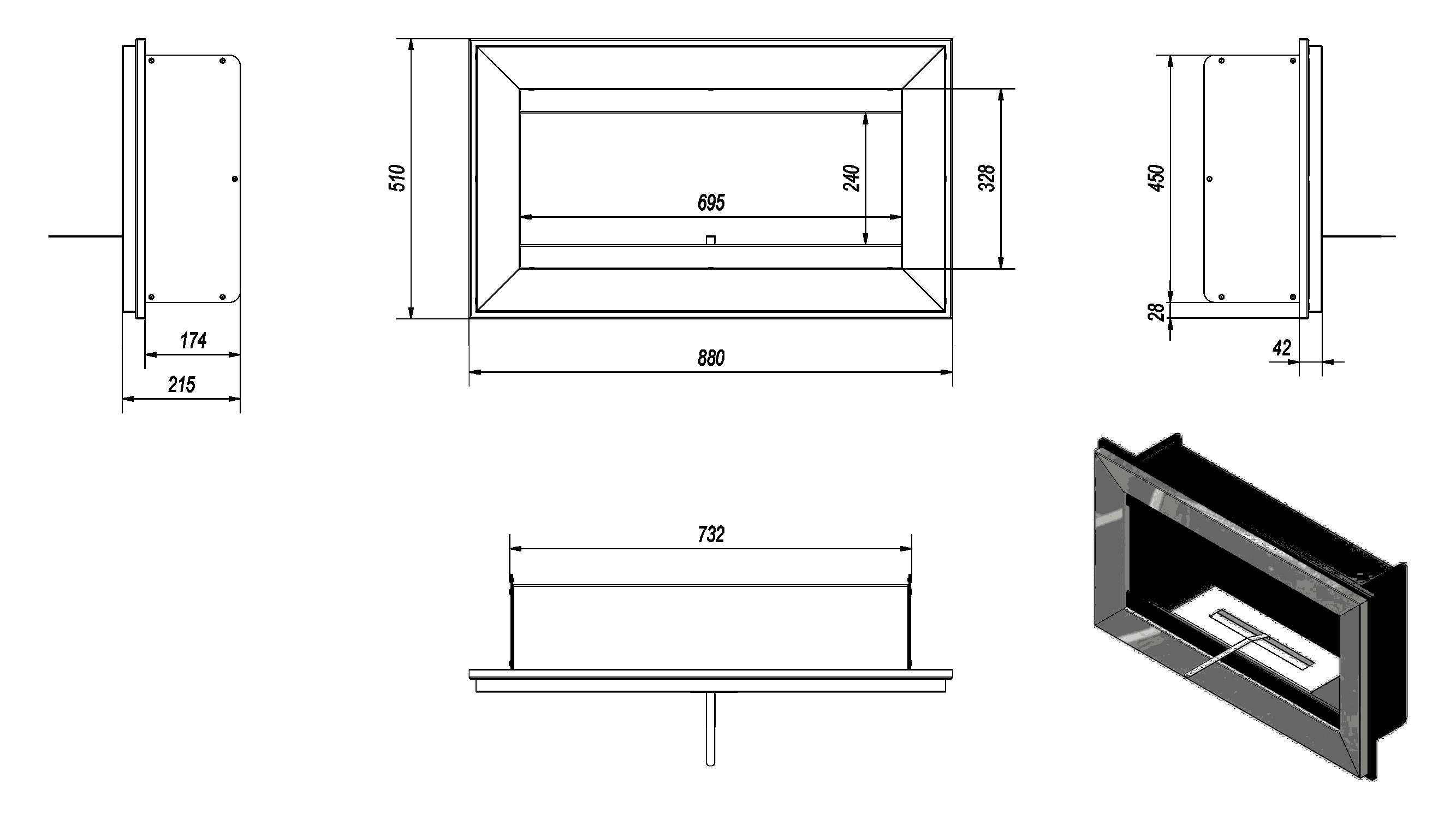 Bio kamin Charlie Dimenzii